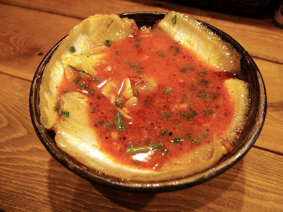 Spicy tsukemen with thick noodles and chili