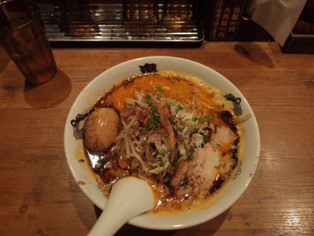 Kikanbo karashibi miso ramen, spicy miso ramen with chili oil